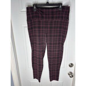 Intro Love The Fit Leggings Woman 1X Purple Plaid Pattern Tummy Control